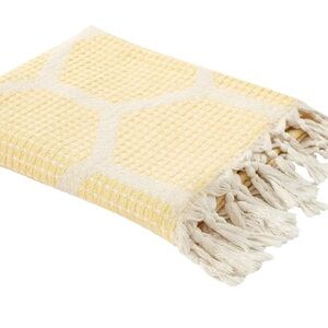 Hand Towel Modern Loom Weave Cheerful Yellow + Cream 2 Side Kitchen or Bathroom